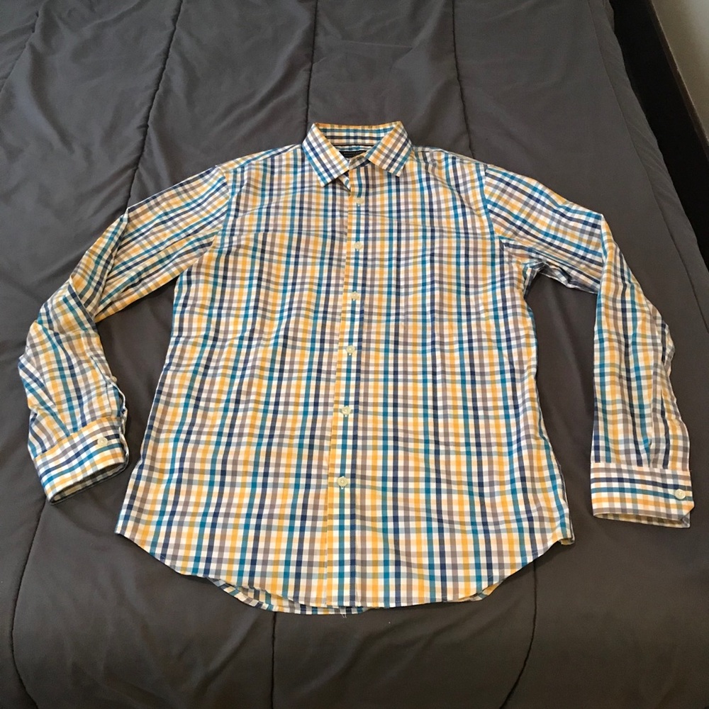 Banana Republic yellow blue plaid shirt, medium